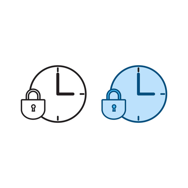 time lock logo icon illustration colorful and outline - Vektor, Bild