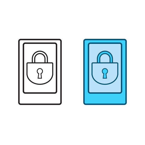 phone lock logo icon illustration colorful and outline - Διάνυσμα, εικόνα