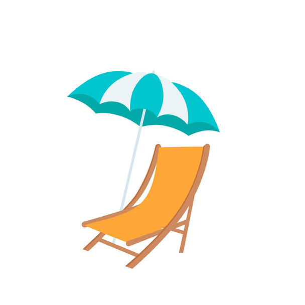 ビーチ傘とビーチチェアを隔離 - ベクター画像