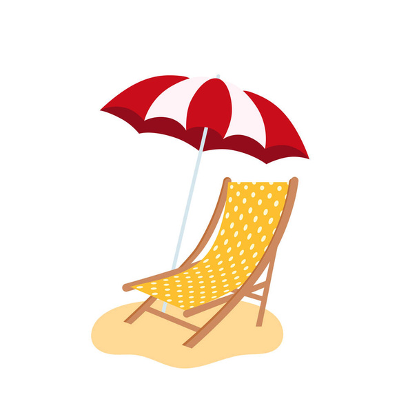Beach umbrella and beach chair isolated - Вектор, зображення