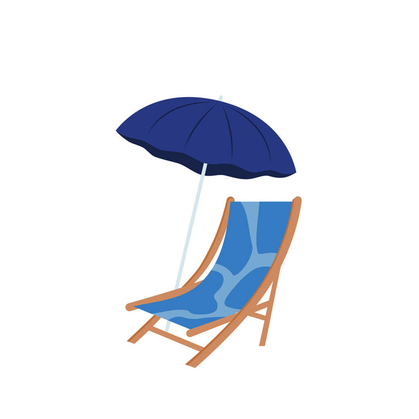 Sombrilla de playa y silla de playa aislada - Vector, imagen