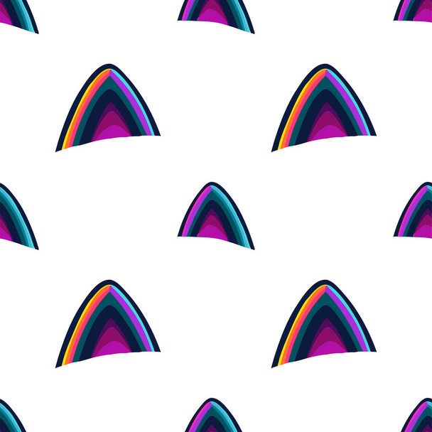 Abstract seamless pattern of colorful cat ears shapes. Vector repeated geometric design - Vektor, Bild
