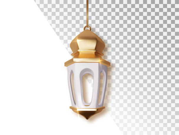 Ramadan lantern decorations. Realistic Islamic object collection isolated. Arabic shining lamp. - ベクター画像