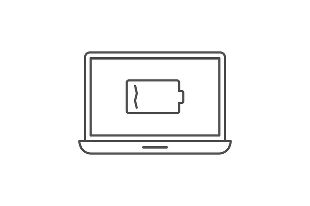ノートパソコンとバッテリーの通知アイコンのベクトルデザイン - ベクター画像