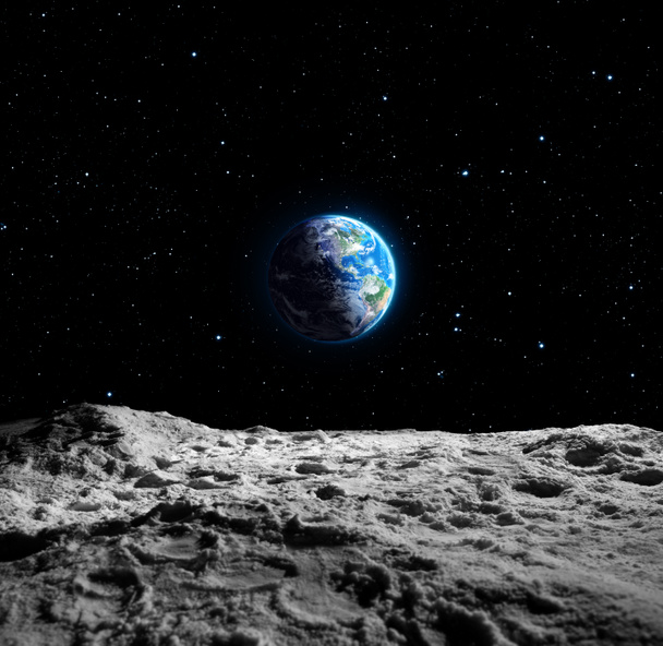 Θέα της γης από την επιφάνεια της Σελήνης - Φωτογραφία, εικόνα