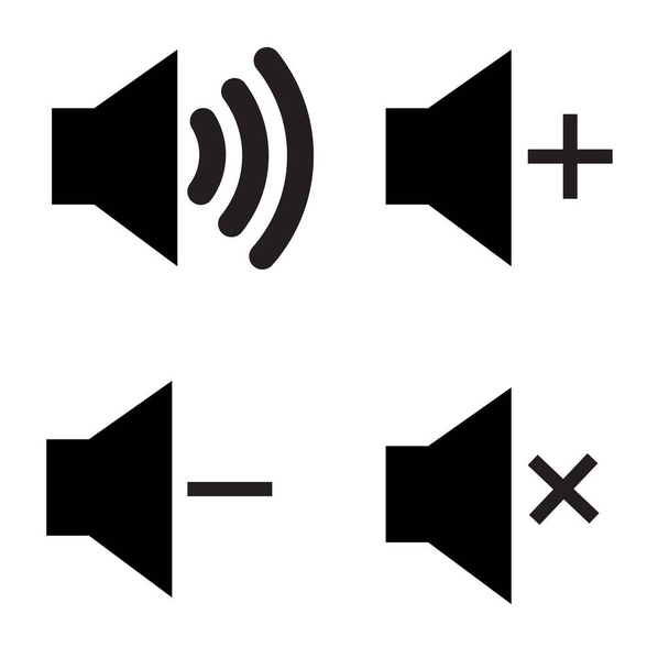 sound button set icons sound on and off, volume up and down, mute, loudspeaker sign, media web icon . Speaker audio icon set. Volume voice control on off mute symbol. - Vector, Image