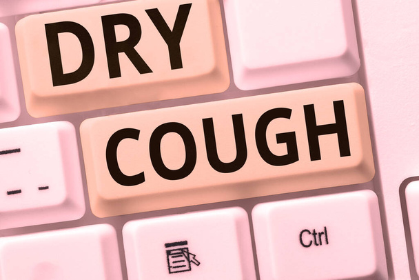 Text caption presenting Dry Cough, Internet Concept cough that are not accompanied by phlegm production or mucus - Photo, Image