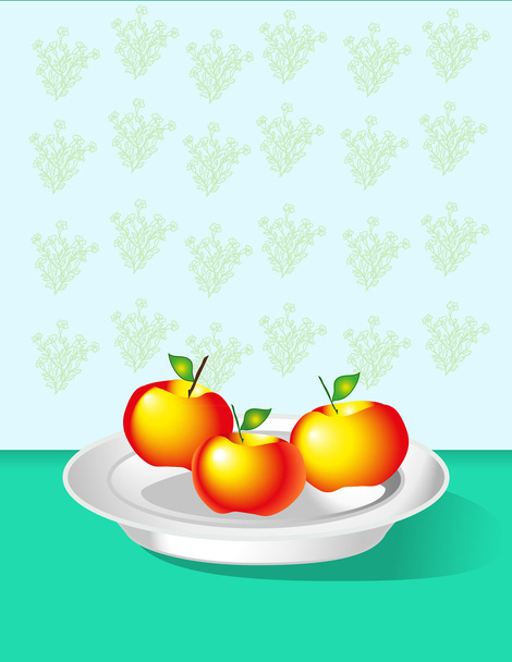 Ripe apples on the table - Vector, Image