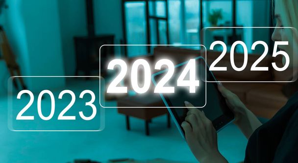 2023 2024 2025 para a preparação e foco de novos negócios do conceito de ano novo - Foto, Imagem