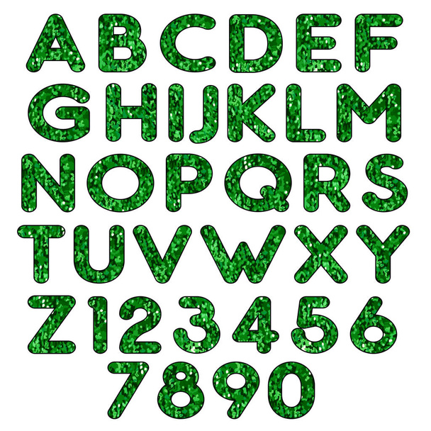 Green glitter effect alphabet - Vektor, Bild
