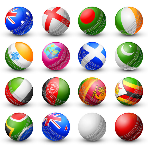 Kriketové pálky různých zúčastněných zemí - Vektor, obrázek