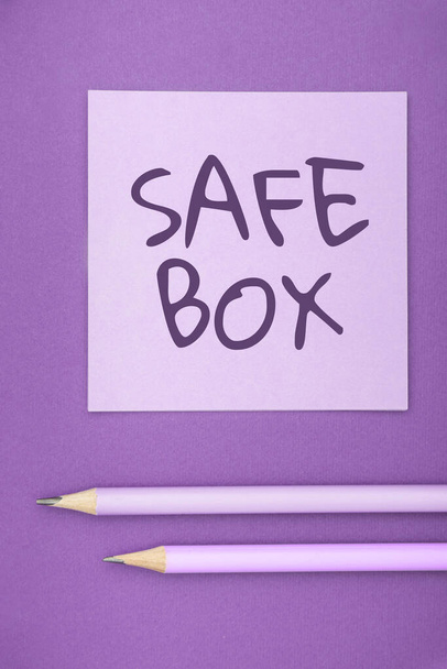 Text showing inspiration Safe Box, Business approach A small structure where you can keep important or valuable things - Photo, Image