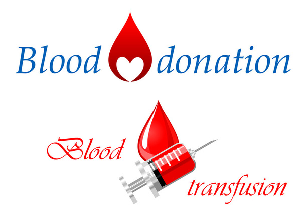血液及び血液輸血シンボル - ベクター画像
