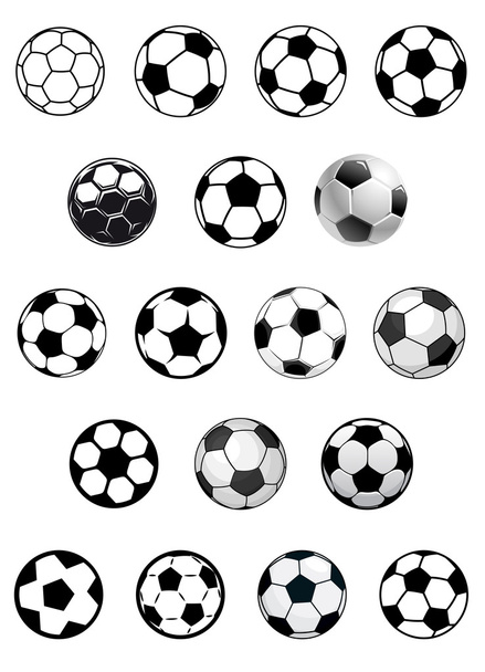 Siyah ve beyaz futbol topu veya futbol topları  - Vektör, Görsel