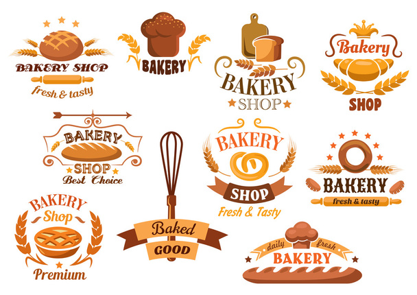 große Anzahl von Bäckereiaufklebern oder -plaketten - Vektor, Bild