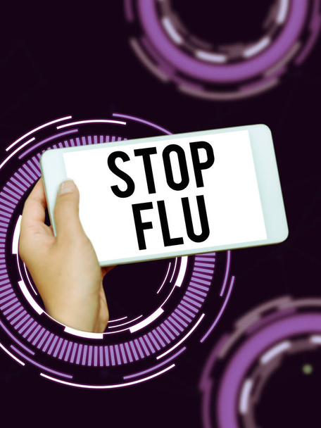 Conceptual display Stop Flu, Conceptual photo Treat the contagious respiratory illness caused by influenza virus - Фото, изображение