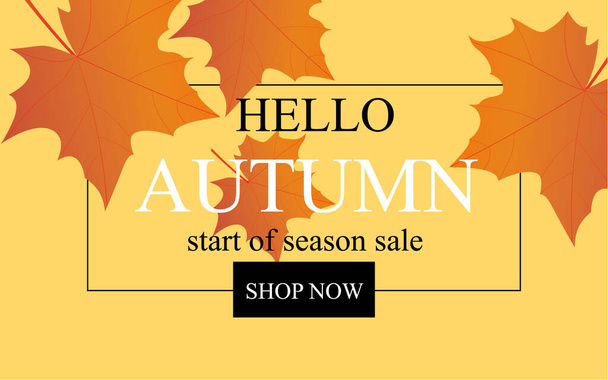 Autumn poster with lettering and yellow autumn maple leaves. Vector illustration - Διάνυσμα, εικόνα