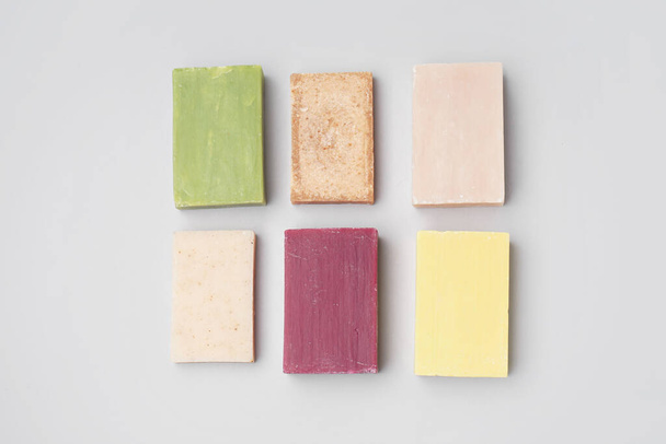Set of natural soap bars isolated on white background - Φωτογραφία, εικόνα
