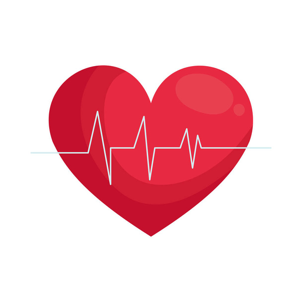 heart cardio with heartbeat icon - Vettoriali, immagini