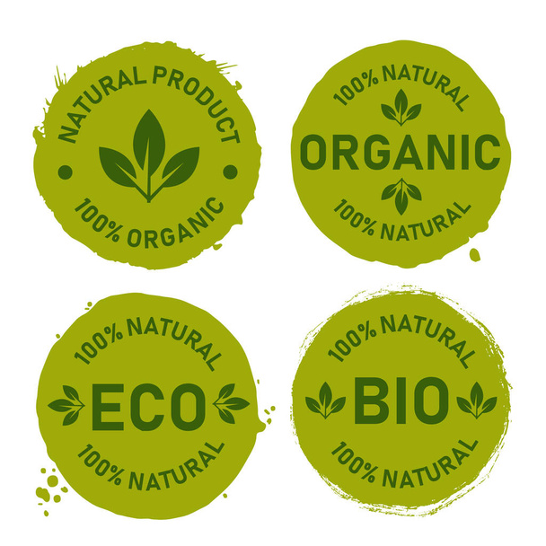 Organic food, natural product and healthy life logo, stickers and badges. - Vektor, obrázek