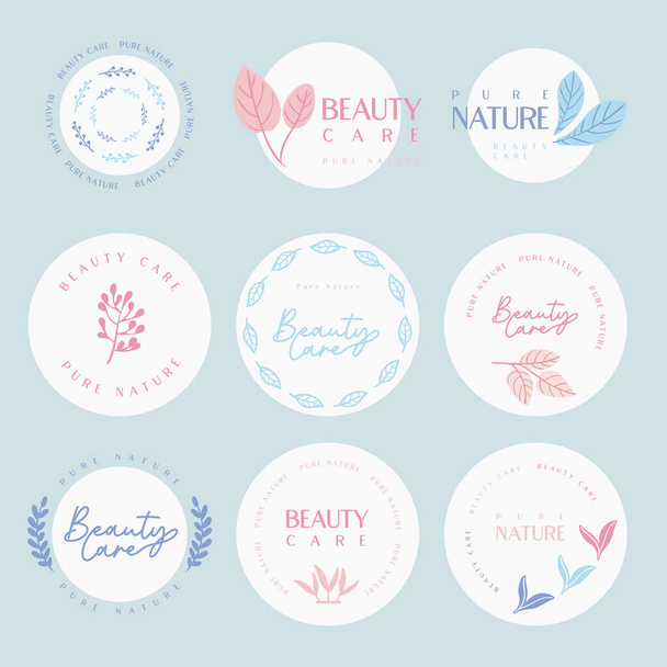 Collection of logo and icon for beauty, cosmetics, spa and wellness, natural and organic products. Vector illustrations for graphic and web design for cosmetics, natural products and beauty center. - ベクター画像