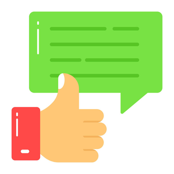 Thumb up with chat bubble denoting good feedback vector in modern style - Vector, Image