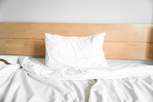 A photo of soft pillows on a comfortable bed - Foto, immagini