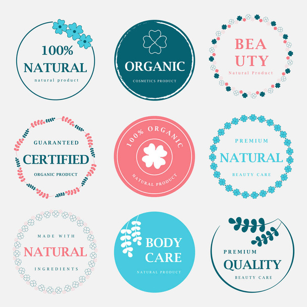 Vector illustrations for organic, natural and beauty products, cosmetics and wellness logo, sign, badge and icon. - Διάνυσμα, εικόνα