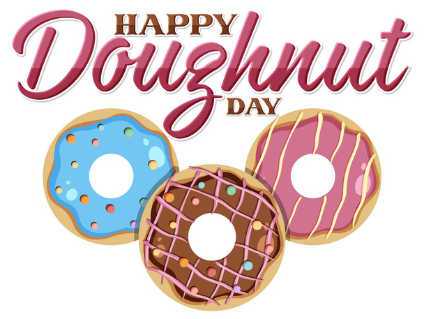 Happy doughnut day in June logo illustration - Vector, imagen