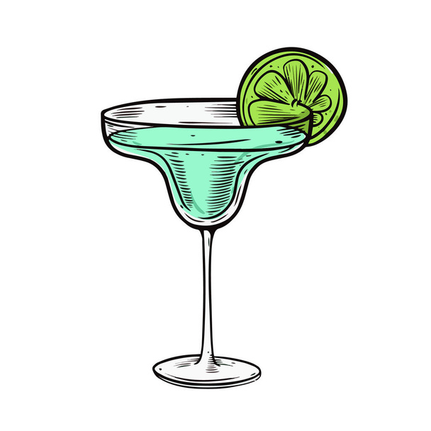 Cocktail daiquiri disegnato a mano colorato schizzo stile arte vettoriale illustrazione. - Vettoriali, immagini