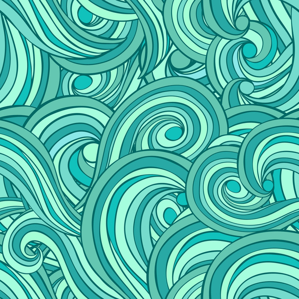 Abstract seamless hand-drawn floral wavy tangle background pattern - Вектор,изображение