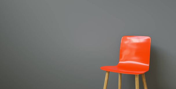 rode stoel in een wachtkamer van een kantoor, met kopieerruimte voor individuele tekst  - Foto, afbeelding