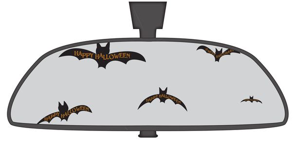 Halloween vleermuizen In de achteruitkijkspiegel - Vector, afbeelding