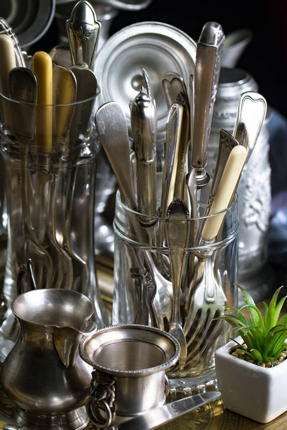 Silverware on an old background. - Photo, image