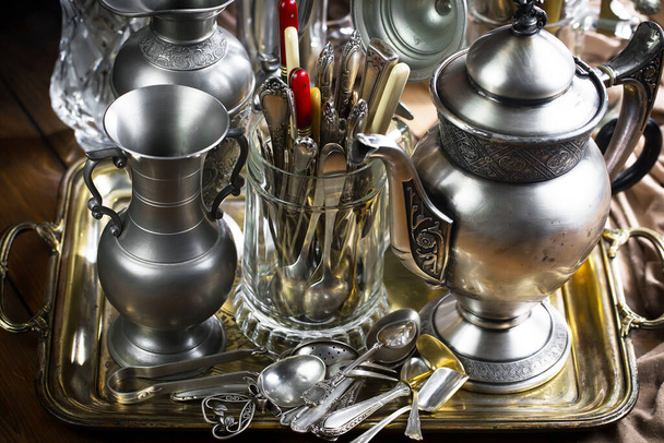 Silverware on an old background. - Foto, immagini