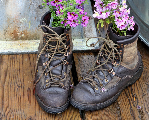 Repurposing old boots - Photo, Image