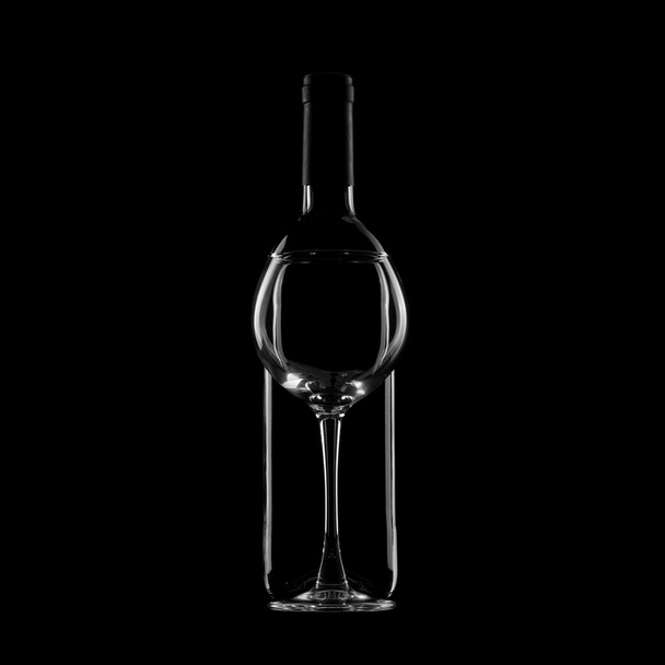 Wine Bottle And Glass - Fotó, kép