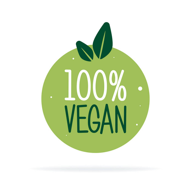 Vegane Bio, Ökologie, Bio-Logo und -Symbol, Etikett, Etikett. Grünes Blatt-Symbol auf weißem Hintergrund. - Vektor, Bild