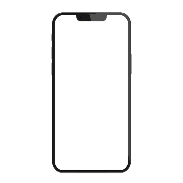Realistic black smartphone mockup isolated on transparent background. Vector illustration. - Vector, imagen