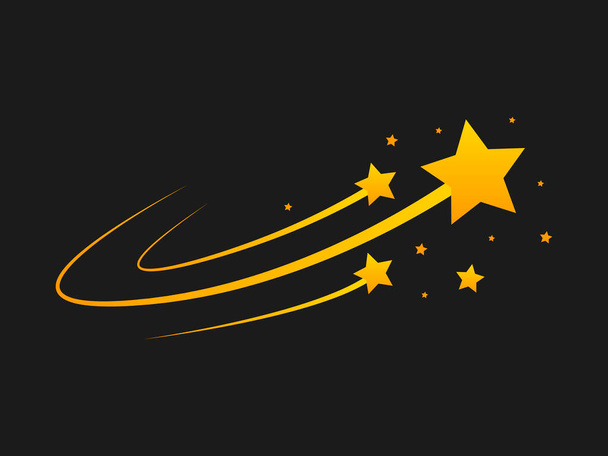 Star Silhouette de la caída de Cometas, Meteoritos, Asteroides, las chispas de los fuegos artificiales. Elementos de diseño vectorial aislados sobre fondo negro. - Vector, Imagen