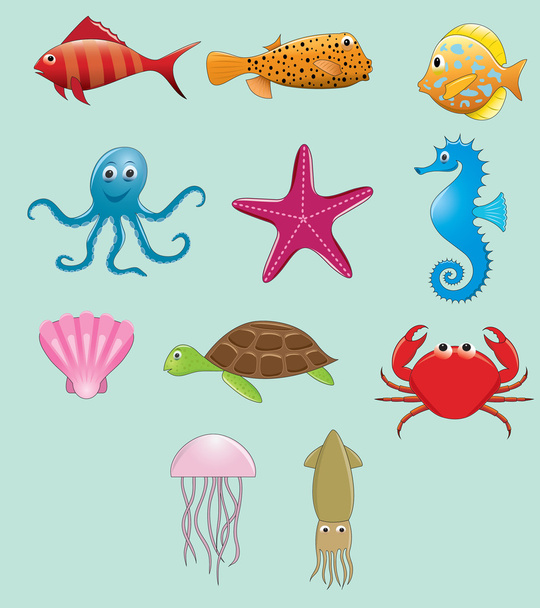 Sea animals vector set - ベクター画像