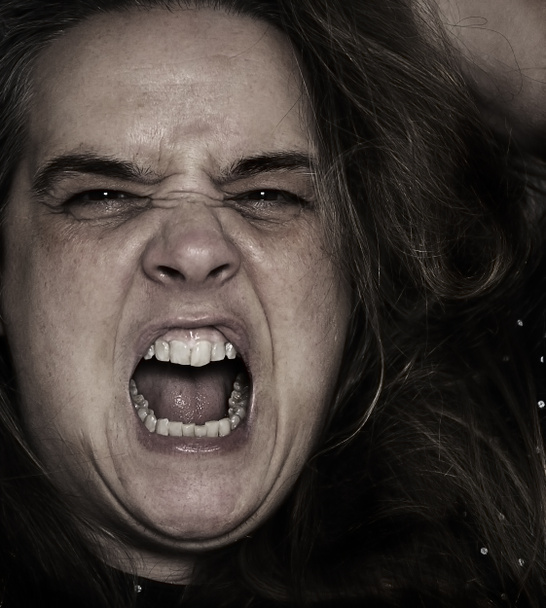 Middle-age woman screaming close-up - Photo, Image