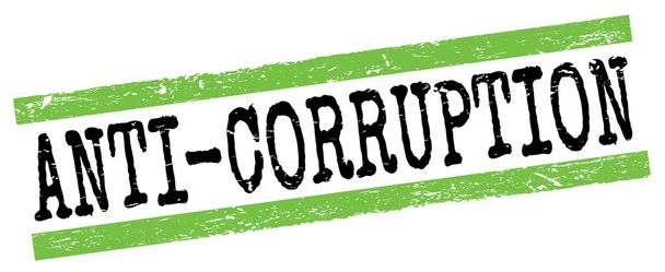 ANTI-CORRUPTION tekst napisany na zielono-czarnych liniach grungy znak znaczka. - Zdjęcie, obraz