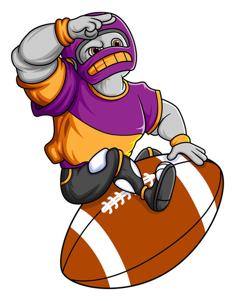 the big man mascot of American football complete with player clothe of illustration - Vector, Image