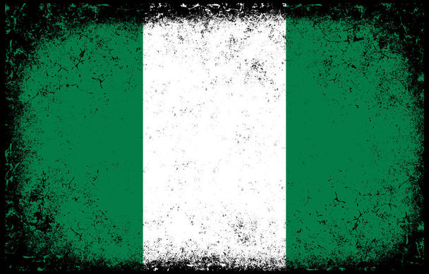 vieux sale grunge vintage nigeria drapeau national illustration - Vecteur, image
