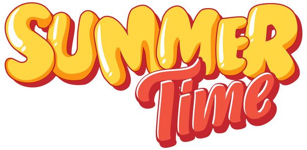 Summer time text for banner or poster design illustration - Vector, Image