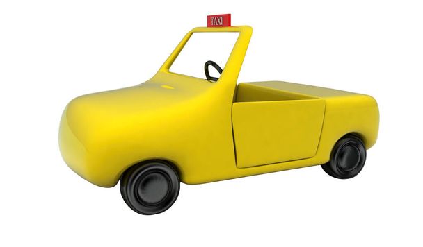 3d taxi car - cab concept in white isolated background - 3d rendering , side angle view - Foto, immagini
