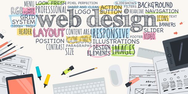 Концепция плоского дизайна для веб-дизайна
 - Вектор,изображение