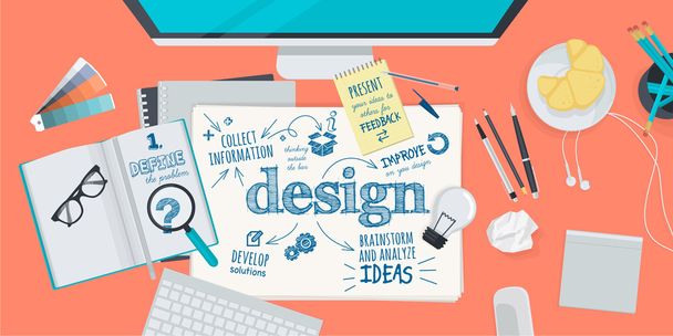 Flat design illustration concept for design process - Vector, Image