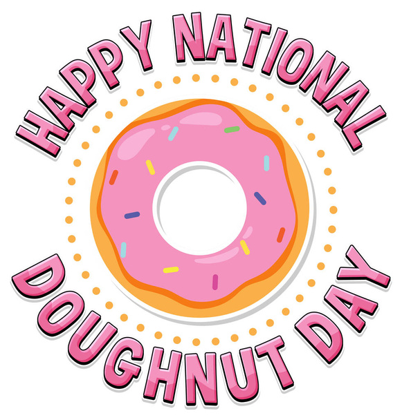 Feliz día del donut en la ilustración del logotipo de junio - Vector, Imagen